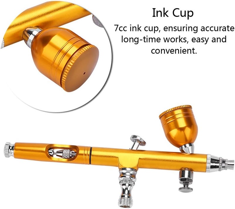woobles 0.2mm Gravity Feed Airbrush Gun Spray Gun Art Tattoo Paint Nail Cake Decoration Tools(Gold) - Image 4